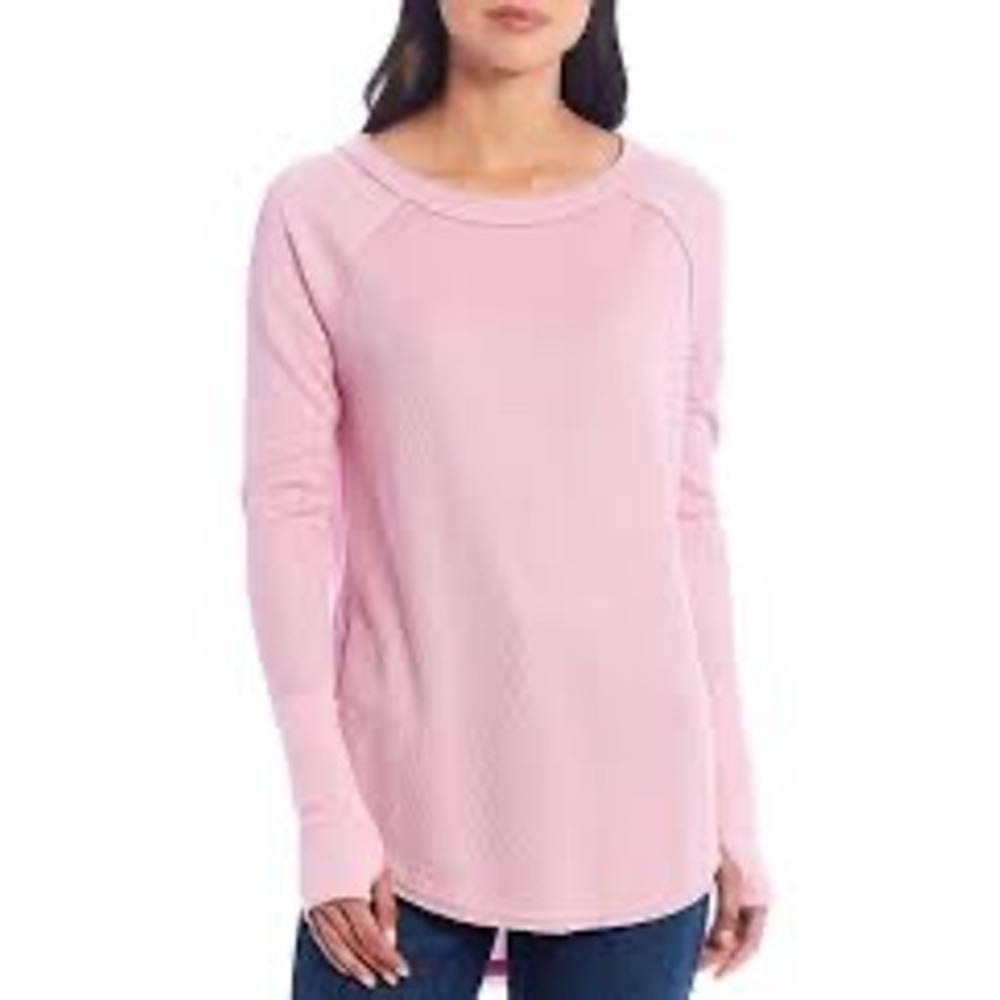 We The Free Free People Pink Waffle‎ Knit Thermal Top Raglan Thumbhole XS